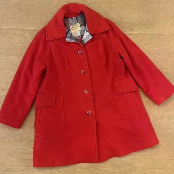 Women's Vintage Bemidji Woolen Mills Sz 16 XL Red 100% Wool Coat - Picture 1 of 15